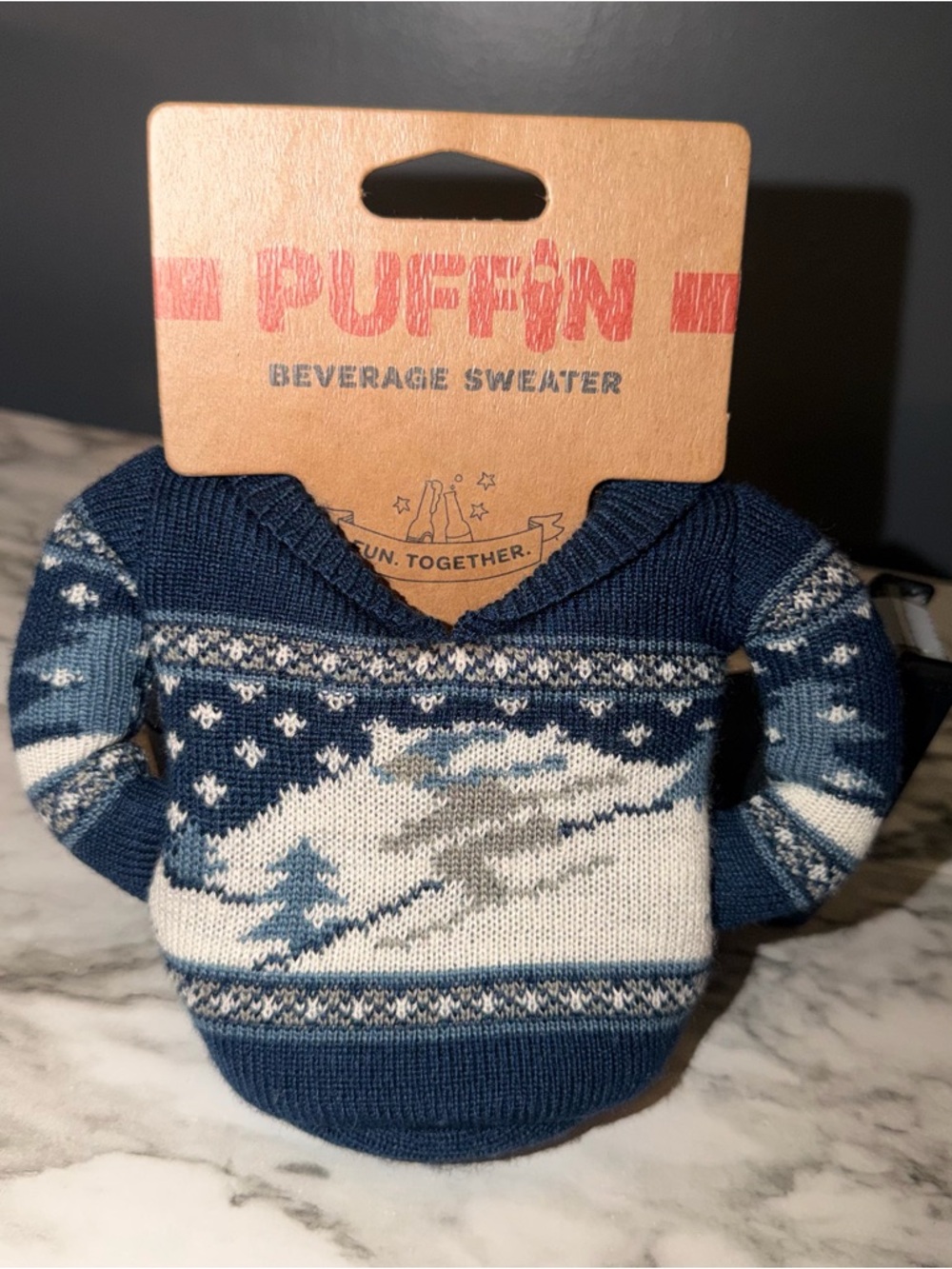 Puffin’ sweater koozie